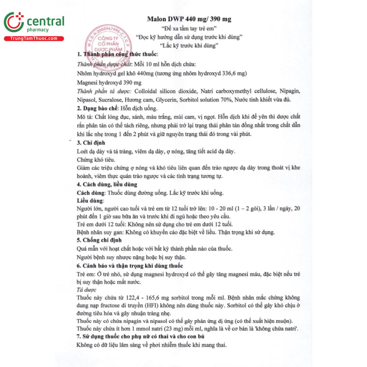 malon dwp 440mg 390mg 4 F2847