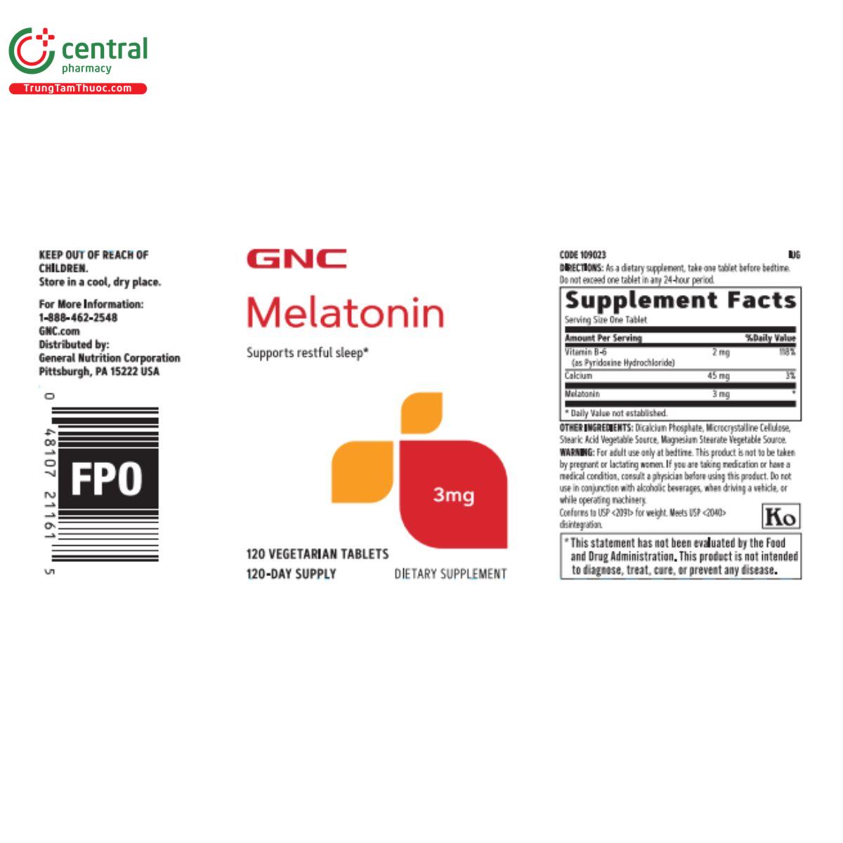 melatonin 3mg gnc 4 J3851