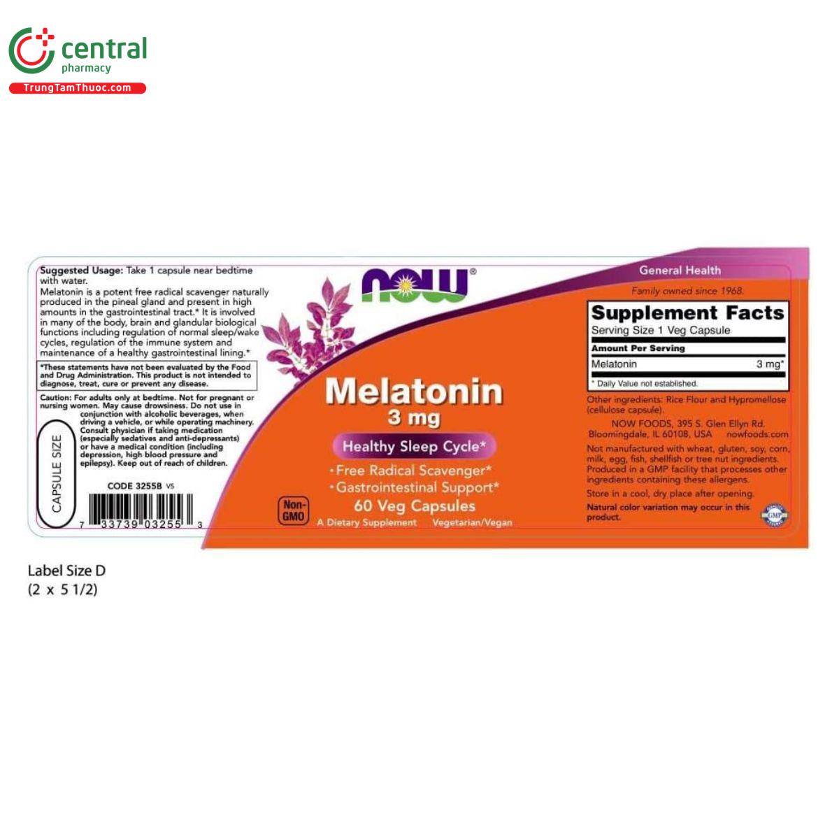 melatonin 3mg now 60 vien 8 S7484