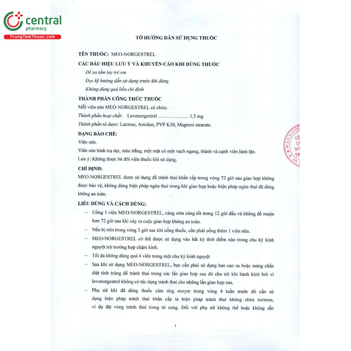 meo norgestrel 3 U8863 meo norgestrel 3 U8863