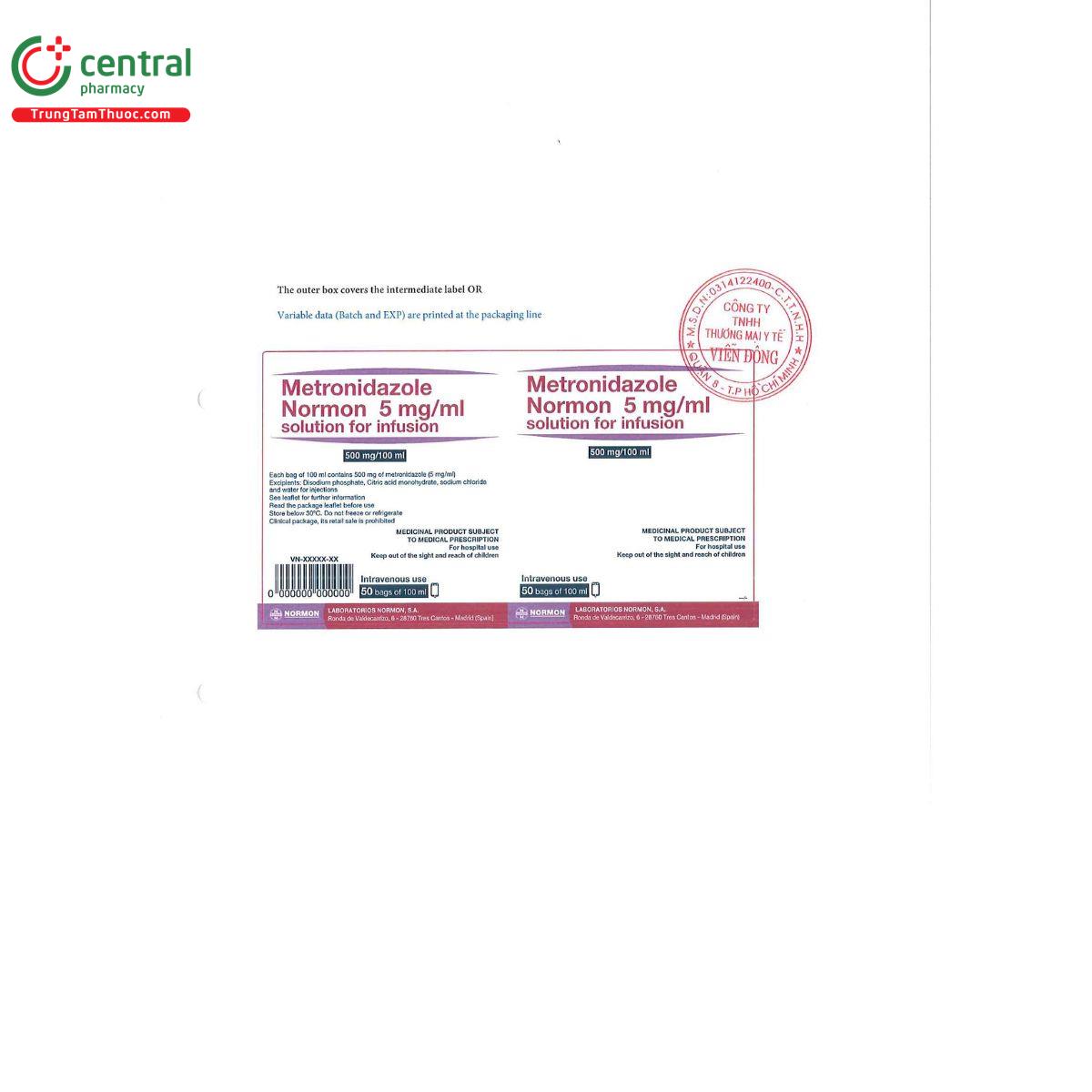 metronidazole normon 5mg ml solution fo infusion 2 H2603
