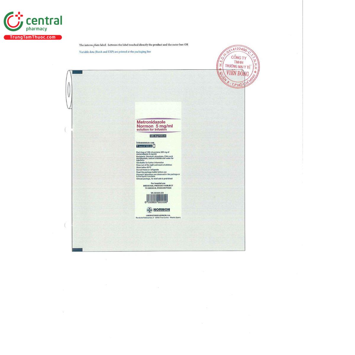 metronidazole normon 5mg ml solution fo infusion 3 A0056