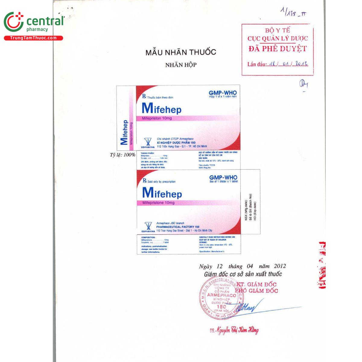 mifehep 10mg 4 P6288