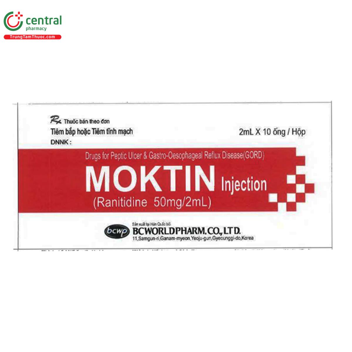 Thuốc Moktin Injection - Điều trị loét dạ dày, tá tràng lành tính