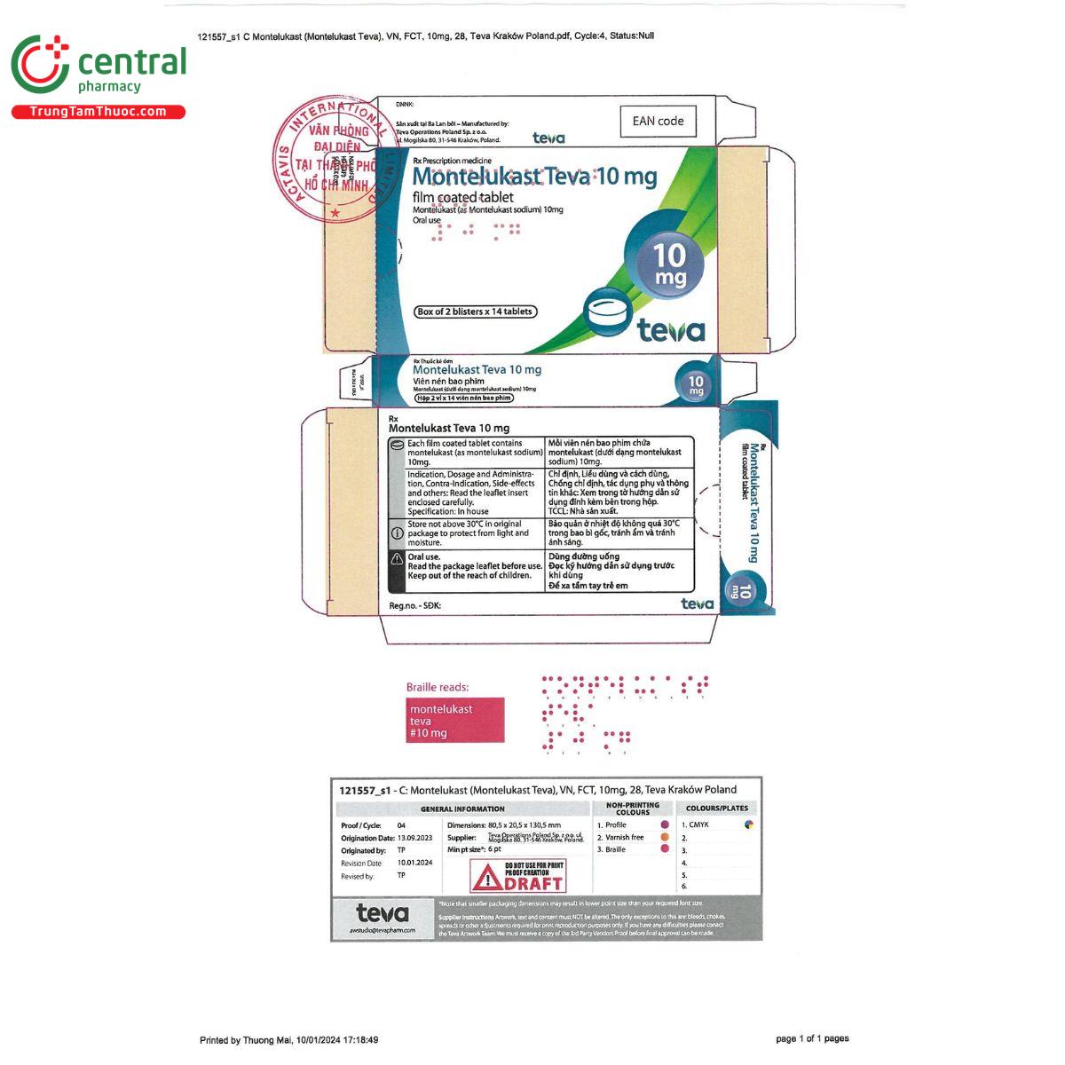 montelukast teva 10mg 2 U8716