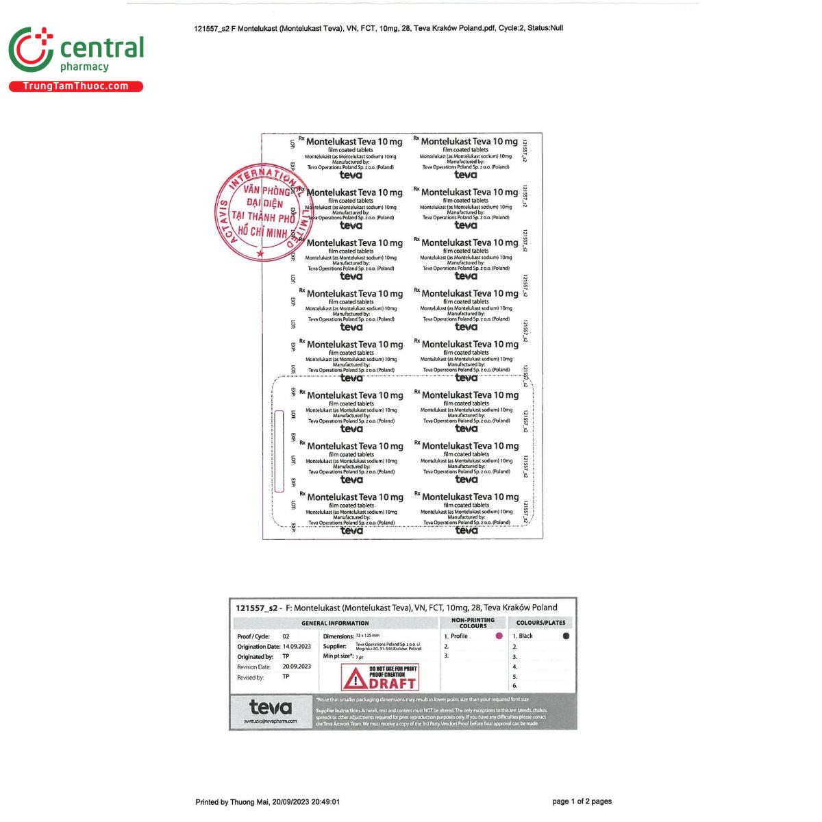 montelukast teva 10mg 3 F2355