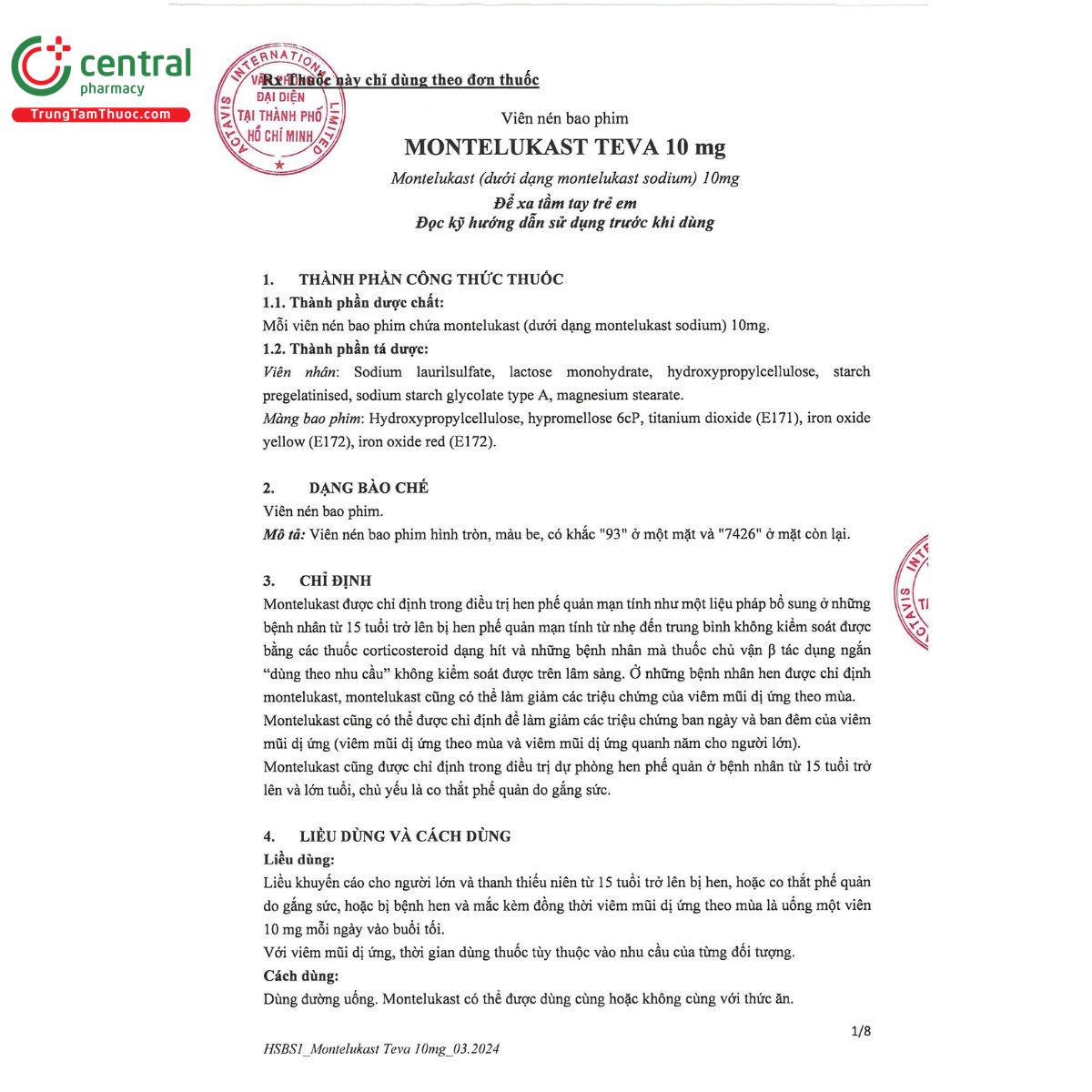 montelukast teva 10mg 4 U8618