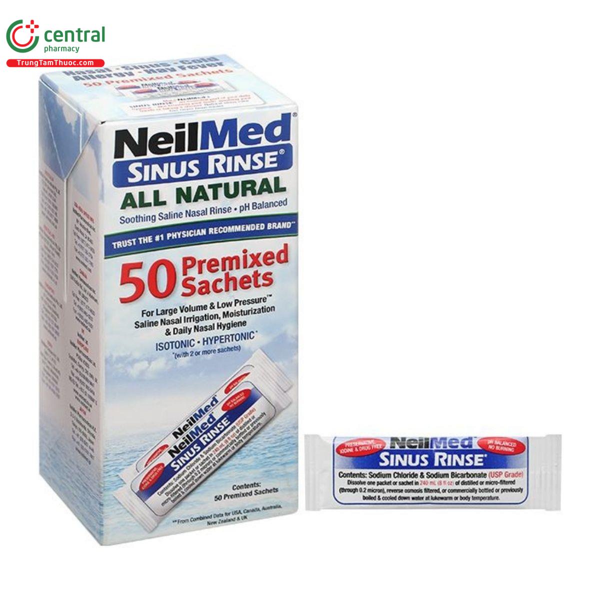 Muối vệ sinh mũi NeilMed Sinus Rinse All Natural 50 gói