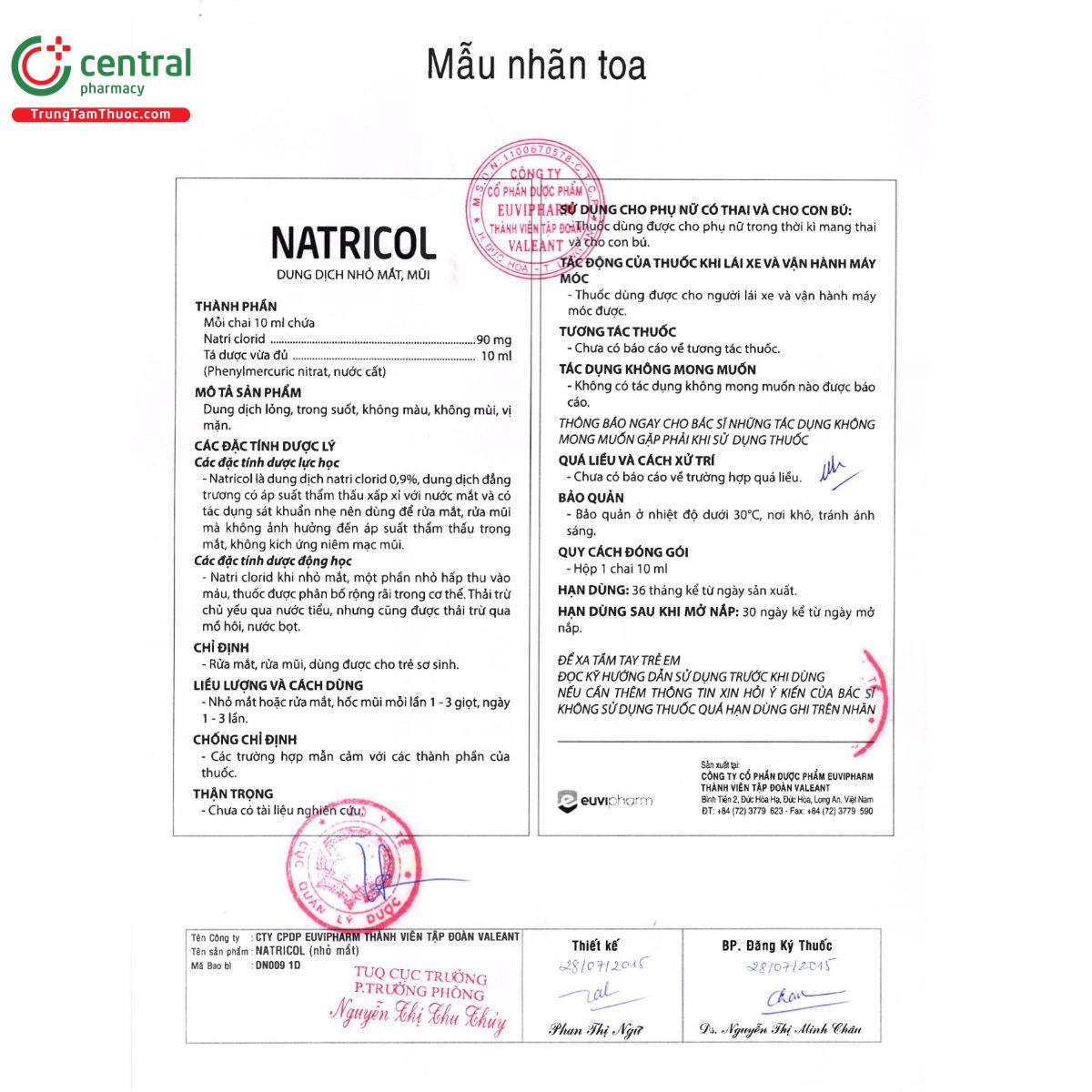natricol 10ml 4 O5007