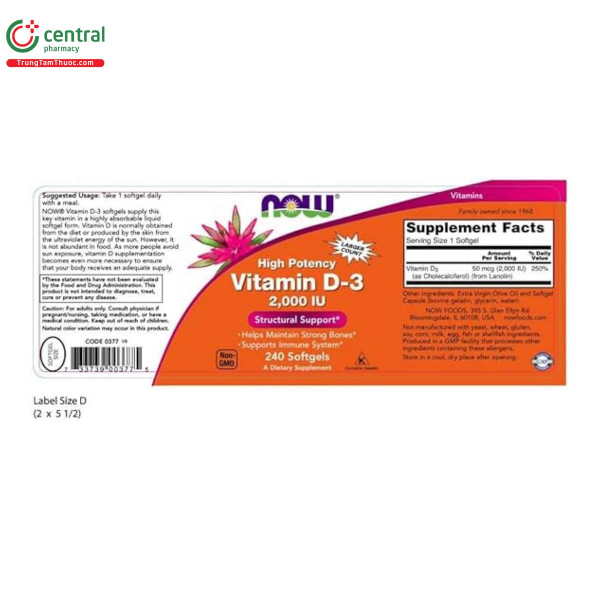 now high potency vitamin d3 2000iu 5 S7826