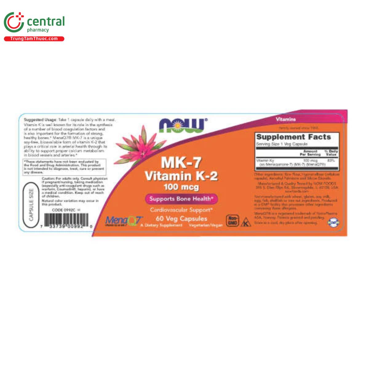 now mk7 vitamin k2 100mcg 5 R7325