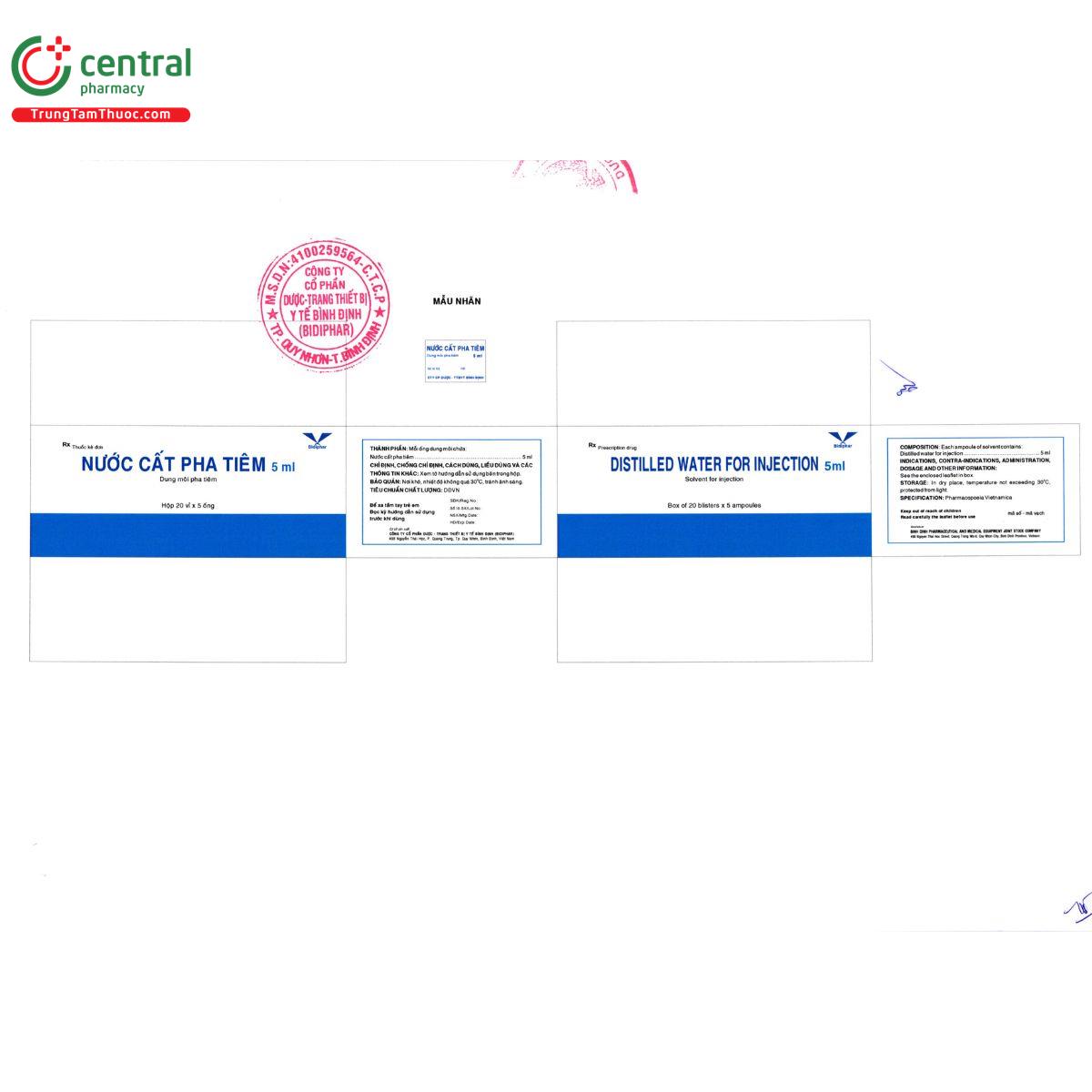 nuoc cat pha tiem 5ml bidiphar 4 B0163 nuoc cat pha tiem 5ml bidiphar 4 B0163
