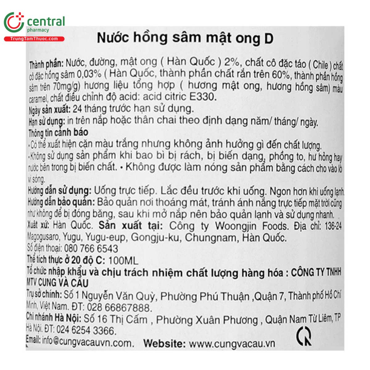 nuoc hong sam mat ong d woongjin 100ml 7 D1055