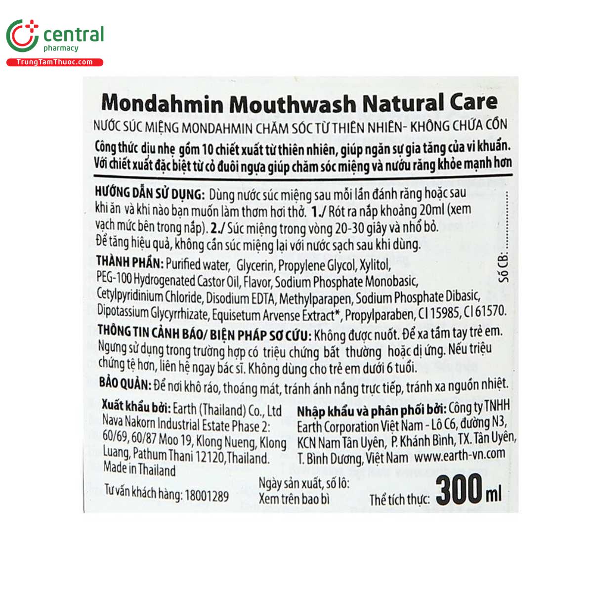 nuoc suc mieng mondahmin mouthwash natural care 300ml 3 D1585