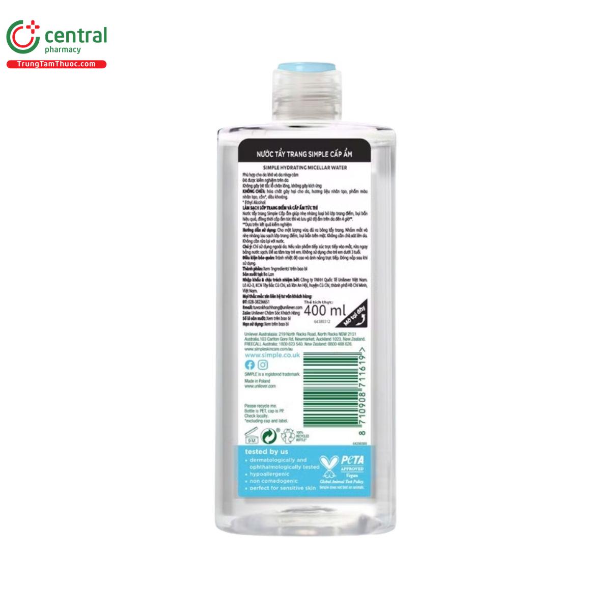 nuoc tay trang simple hydrating micellar water 3 K4650