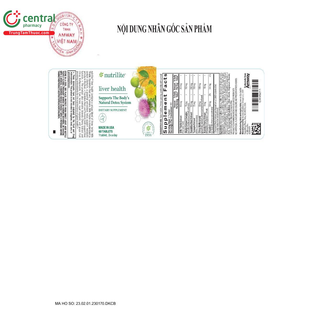 nutrilite liver health 3 D1152