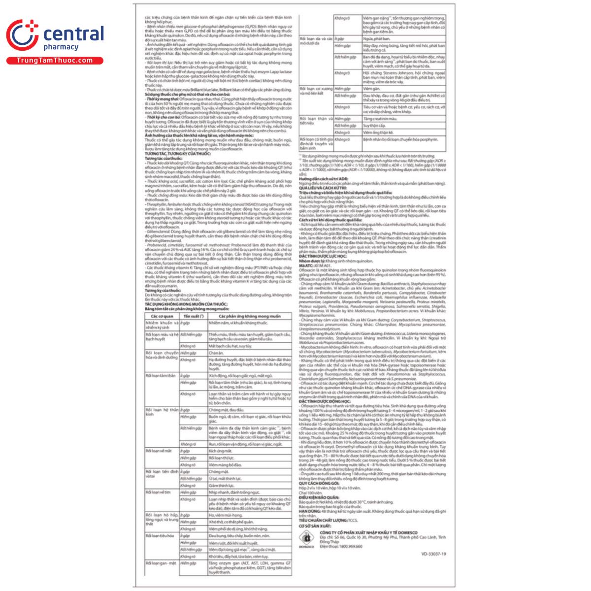 ofloxacin 200mg domesco hdsd 3 G2137