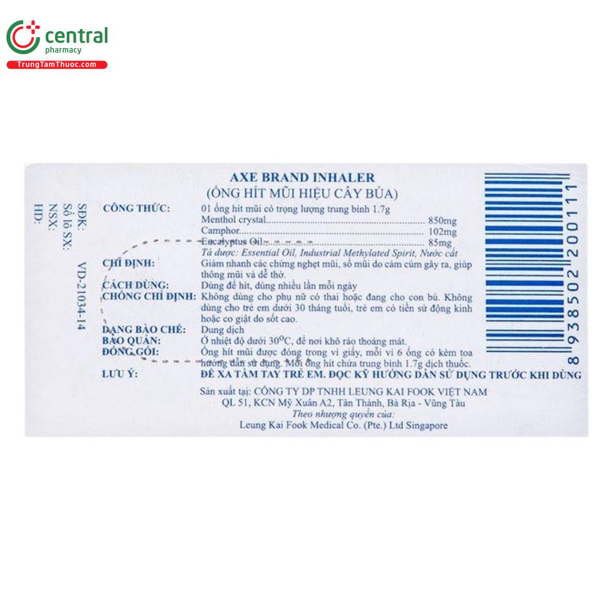 ong hit mui hieu cay bua axe brand inhaler 4 V8606