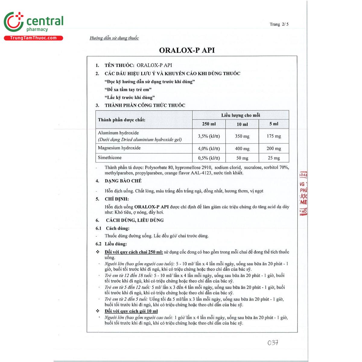 oralox p api 10 D1432