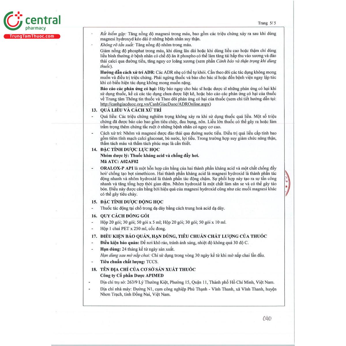 oralox p api 13 J3038