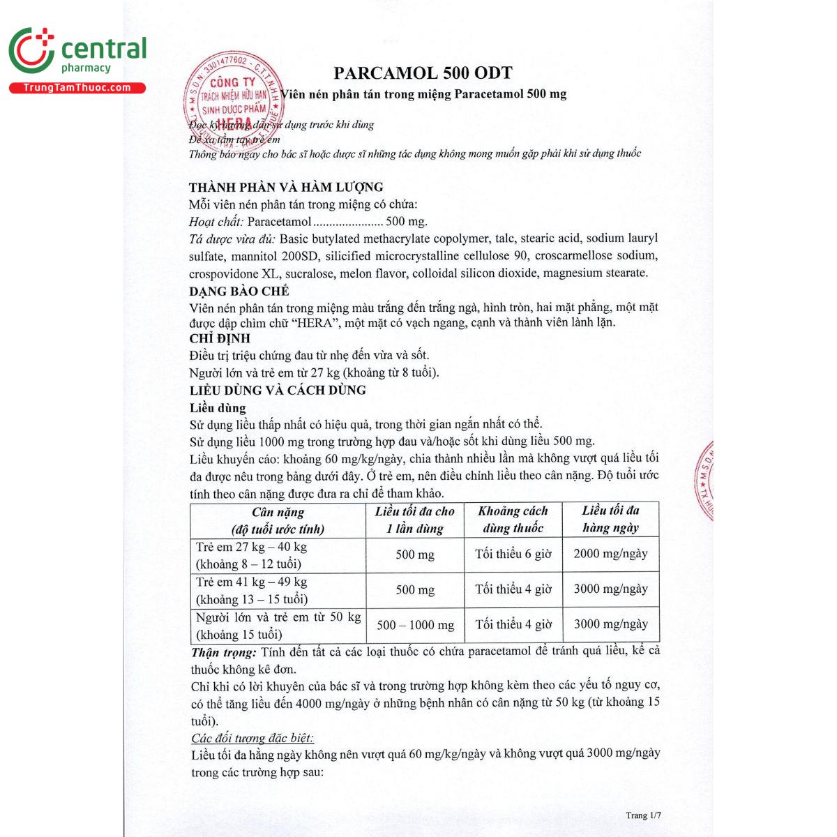 parcamol 500 odt 3 G2306