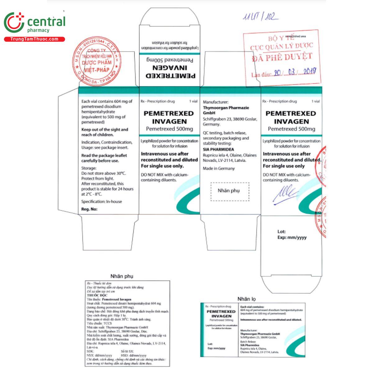 pemetrexed invagen 500mg 22 V8853