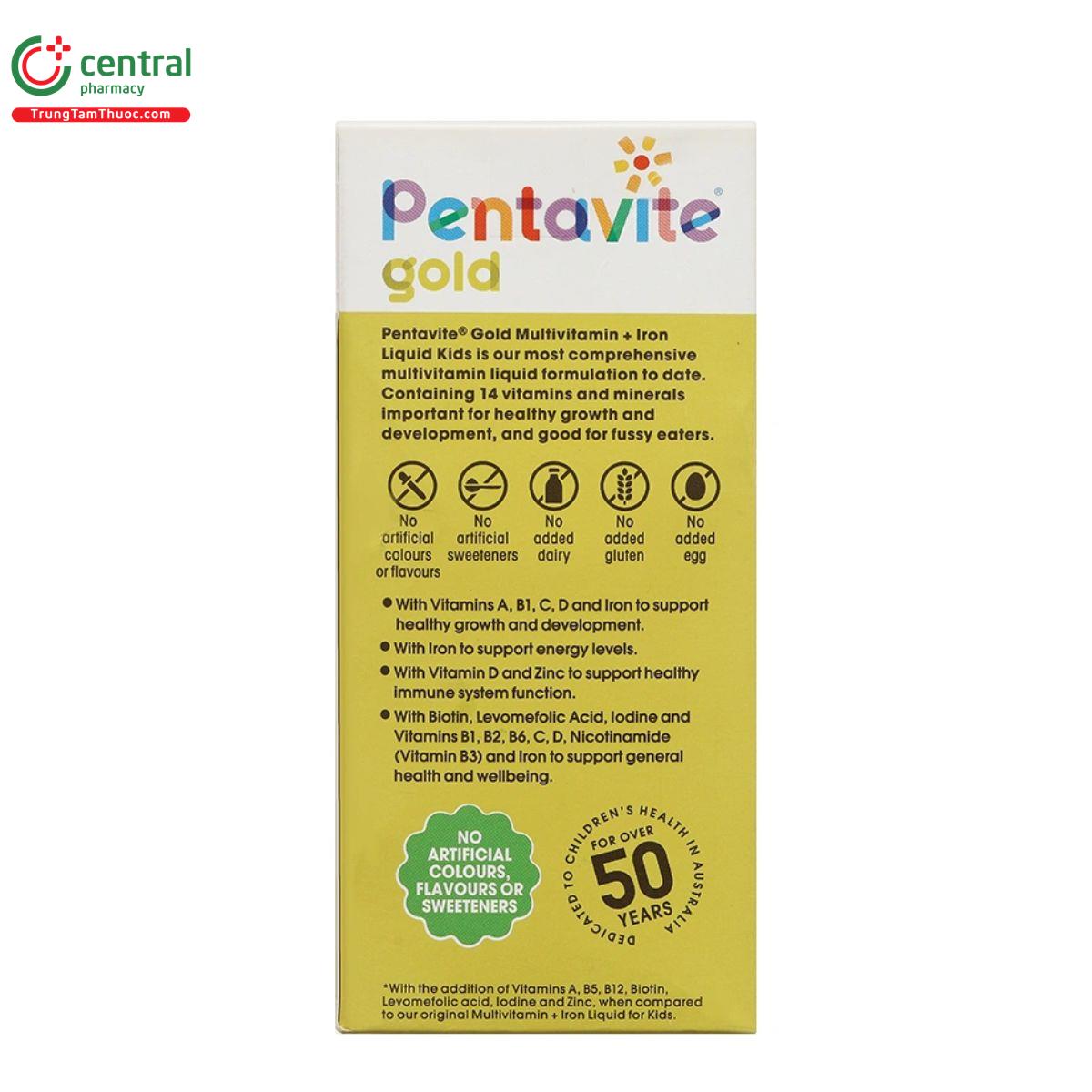 pentavite gold multivitamin iron liquid kids 5 D1312