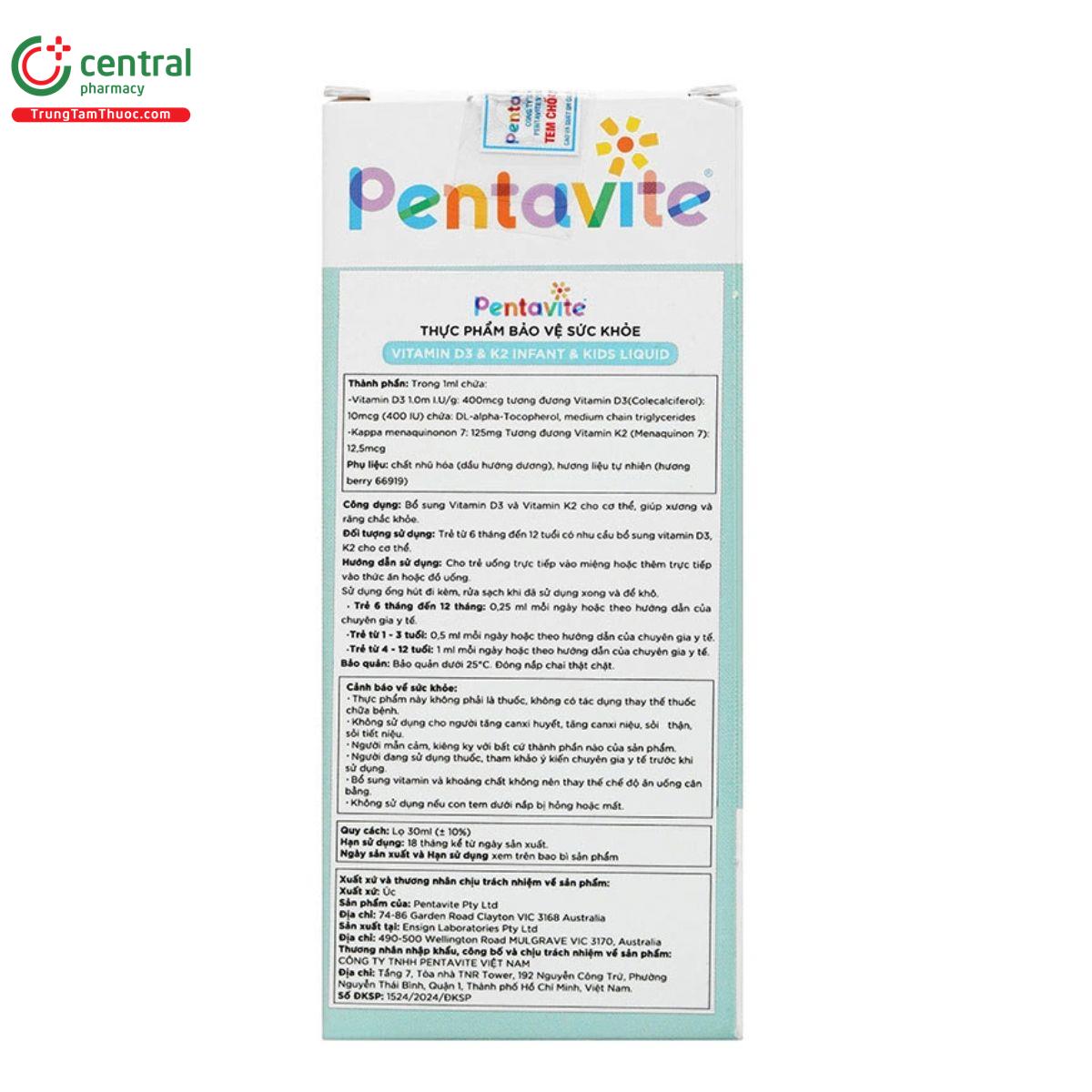 pentavite vitamin d3 k2 infant and kids liquid 5 N5132