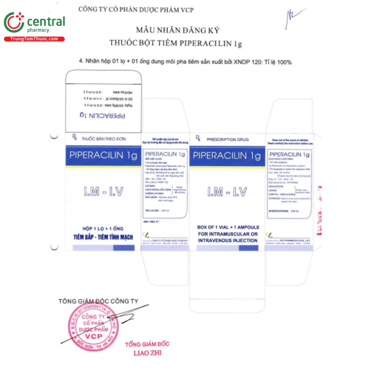 piperacilin 1g duoc pham pvc 6 F2217