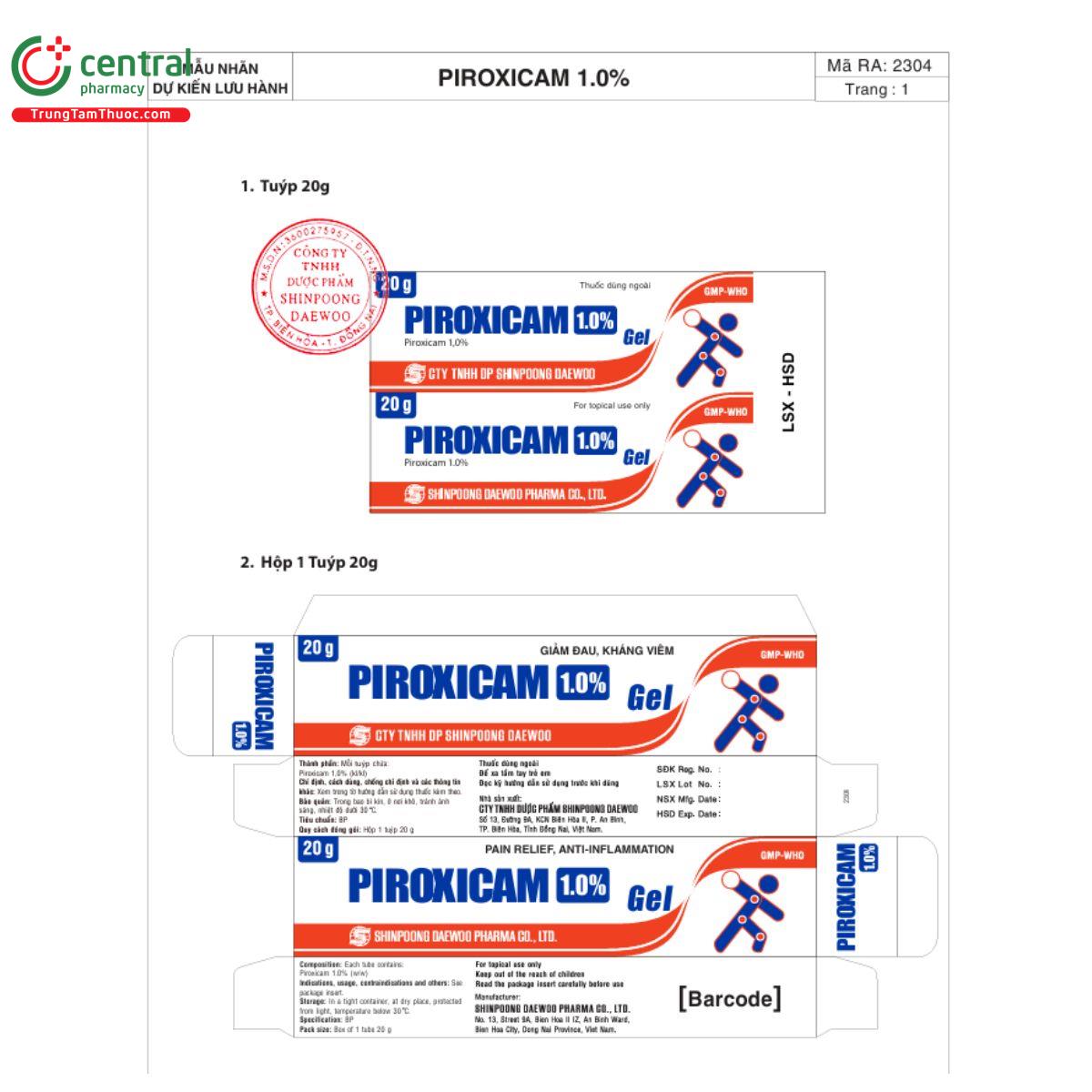 piroxicam 1 0 shinpoong daewoo O5451 piroxicam 1 0 shinpoong daewoo O5451