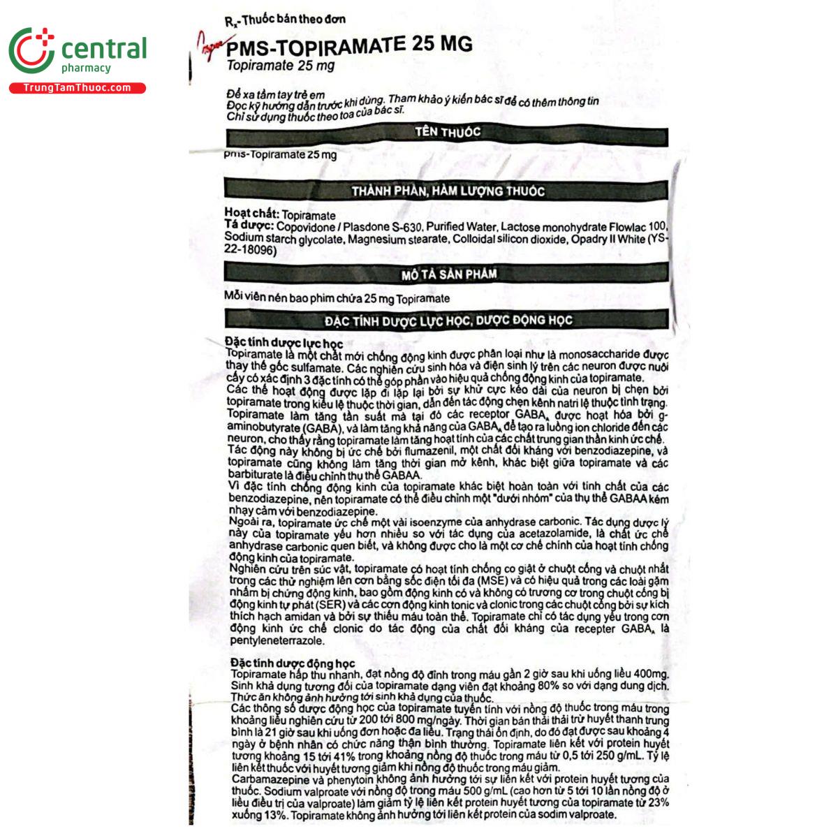 pms topiramate 25mg 4 G2121 pms topiramate 25mg 4 G2121