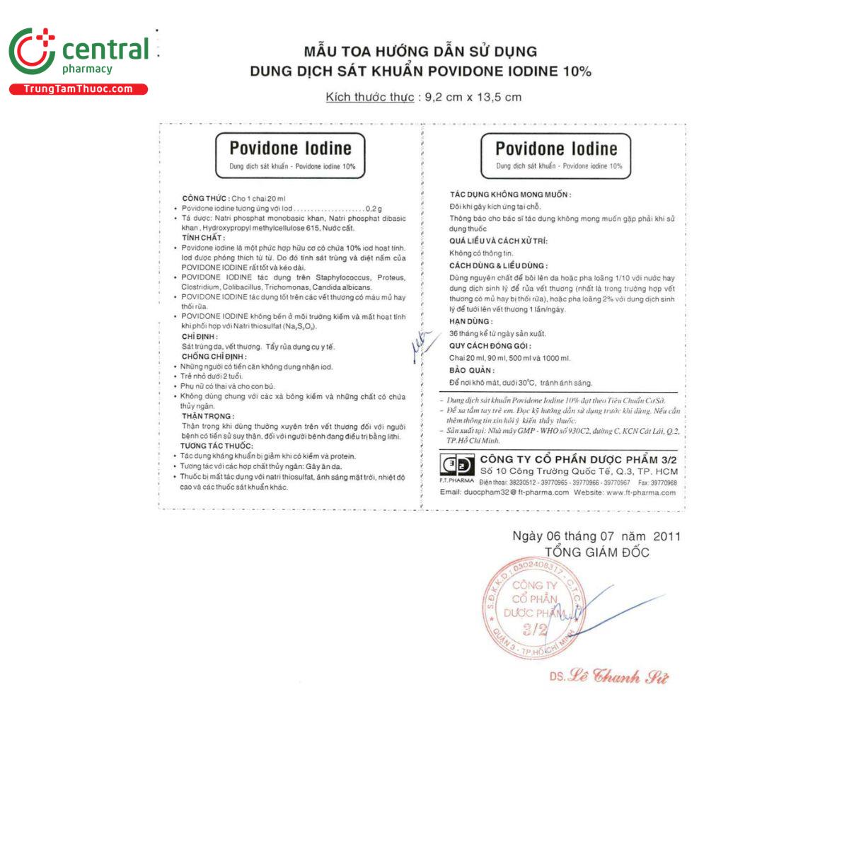 povidone iodine 10 20ml ft pharma 12 Q6646 povidone iodine 10 20ml ft pharma 12 Q6646