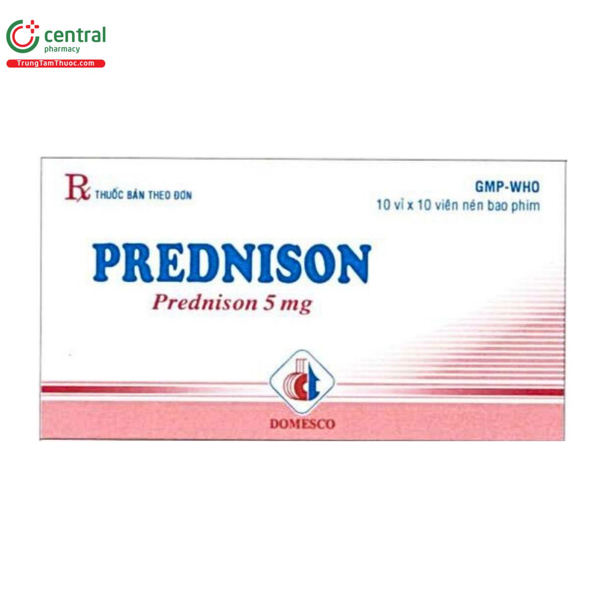 Thuốc Prednison 5mg Domesco (Viên nén bao phim): Chỉ định, liều dùng