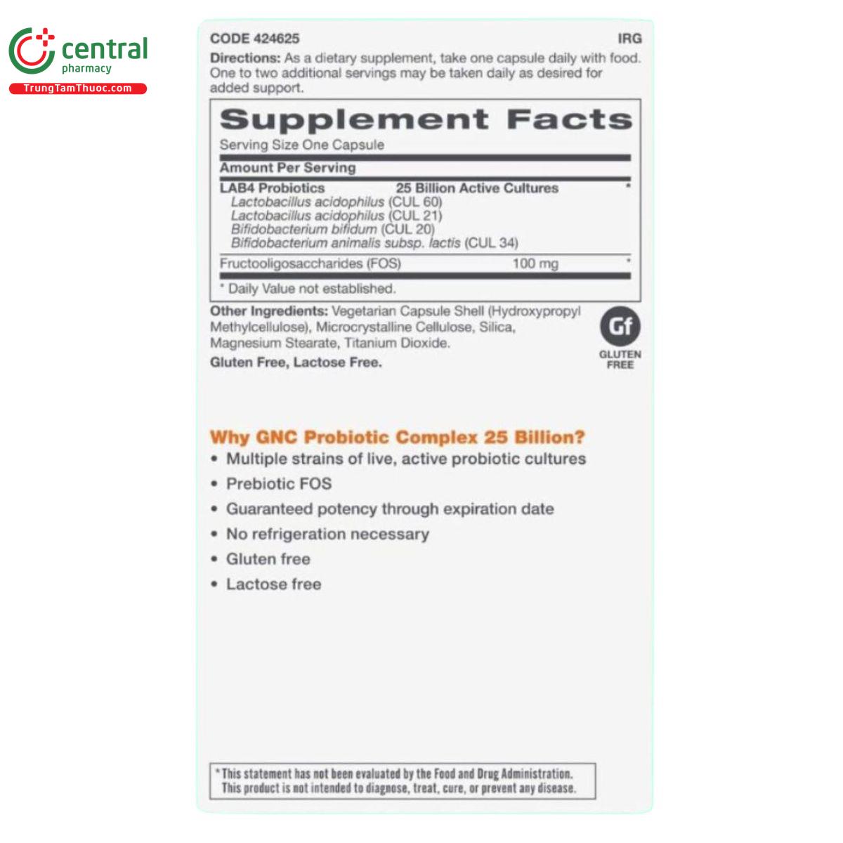 probiotic complex 25 billion cfus 2 B0312 probiotic complex 25 billion cfus 2 B0312