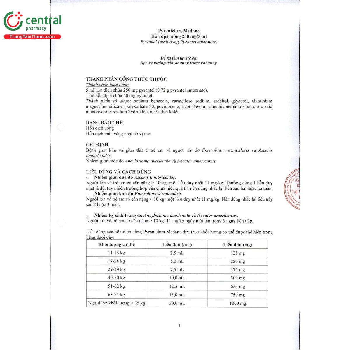 pyrantelum medan 250mg 5ml 1 B0082