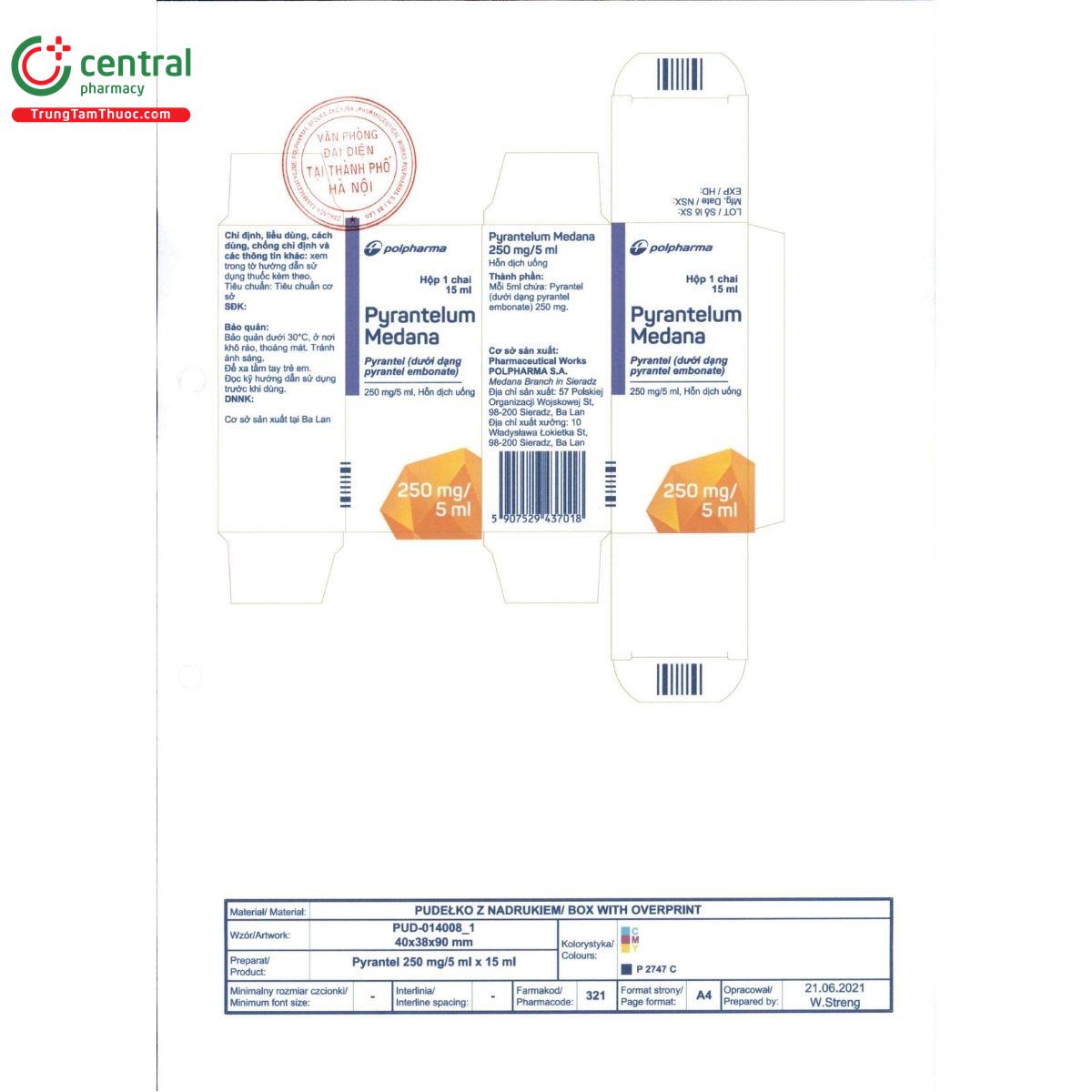 pyrantelum medan 250mg 5ml P6304