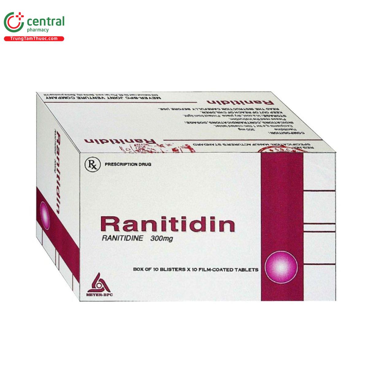 Thuốc Ranitidin 300mg Meyer - BPC trị loét tá tràng, dạ dày lành tính