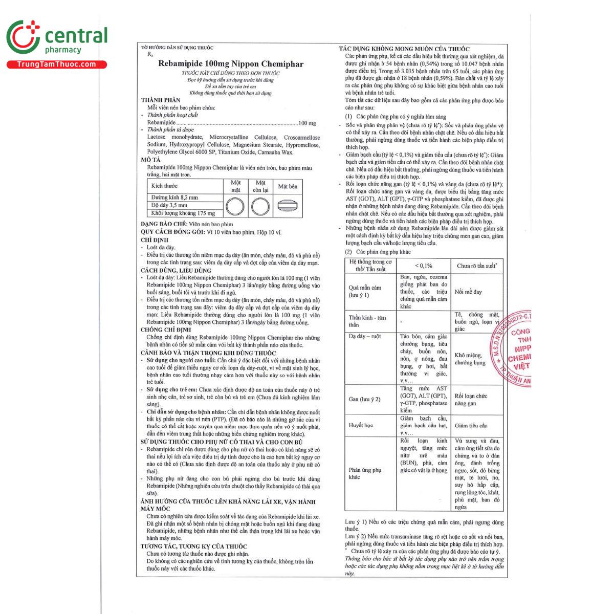 rebamipide 100mg nippon chemiphar 8 T7136