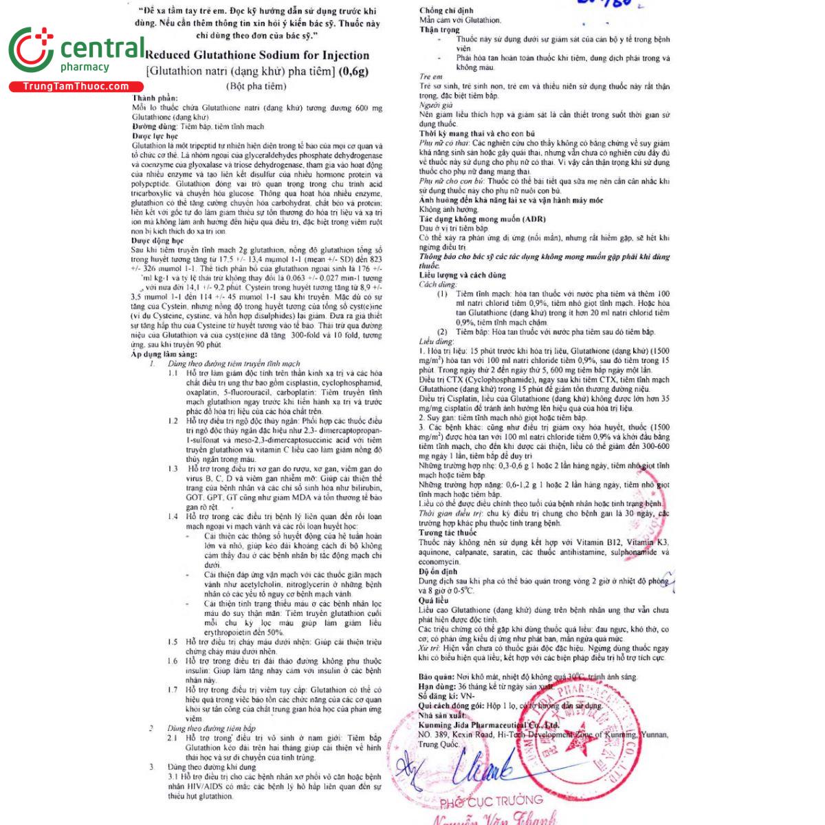 reduced glutathione sodium for injection 4 U8231 reduced glutathione sodium for injection 4 U8231