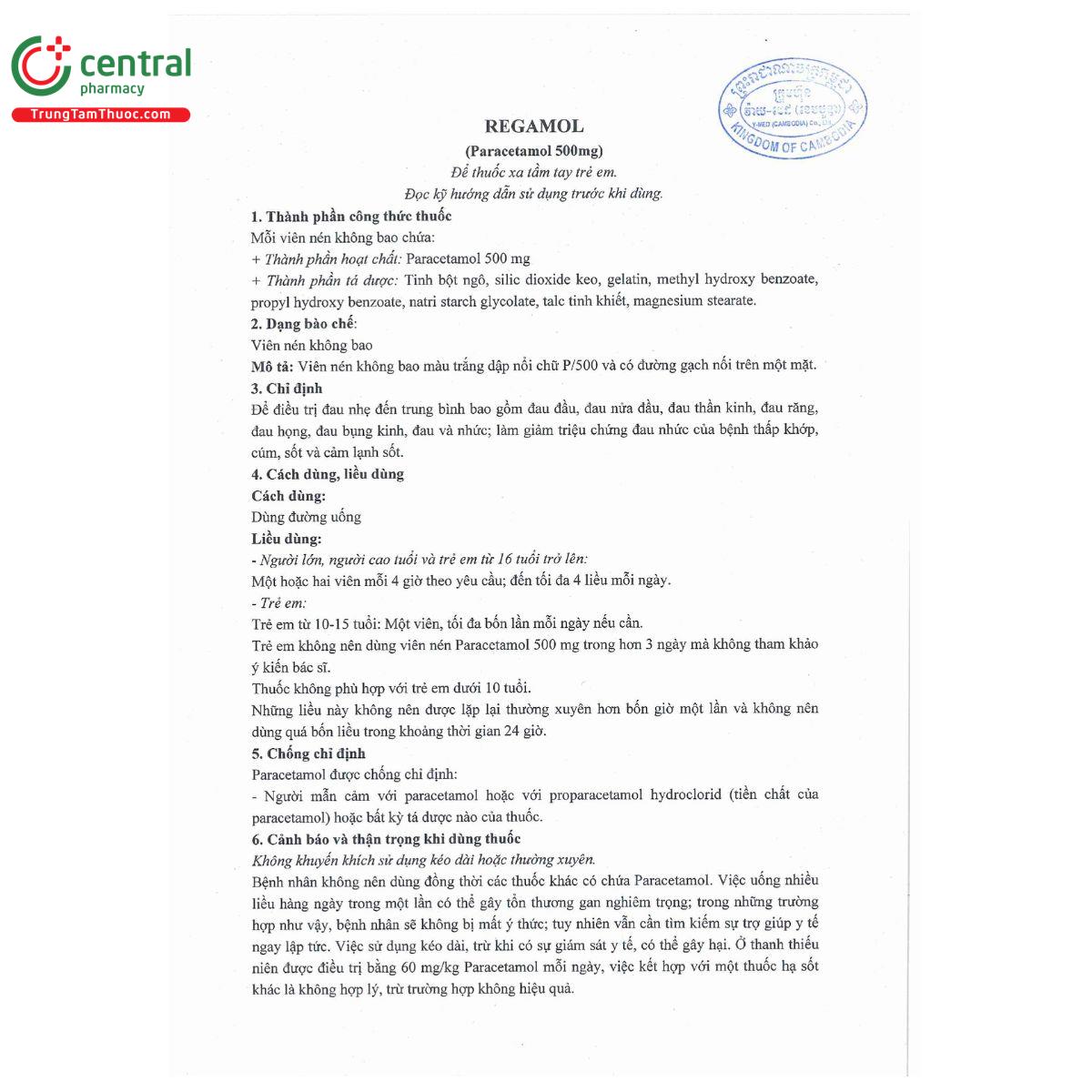regamol 500mg 4 T8362