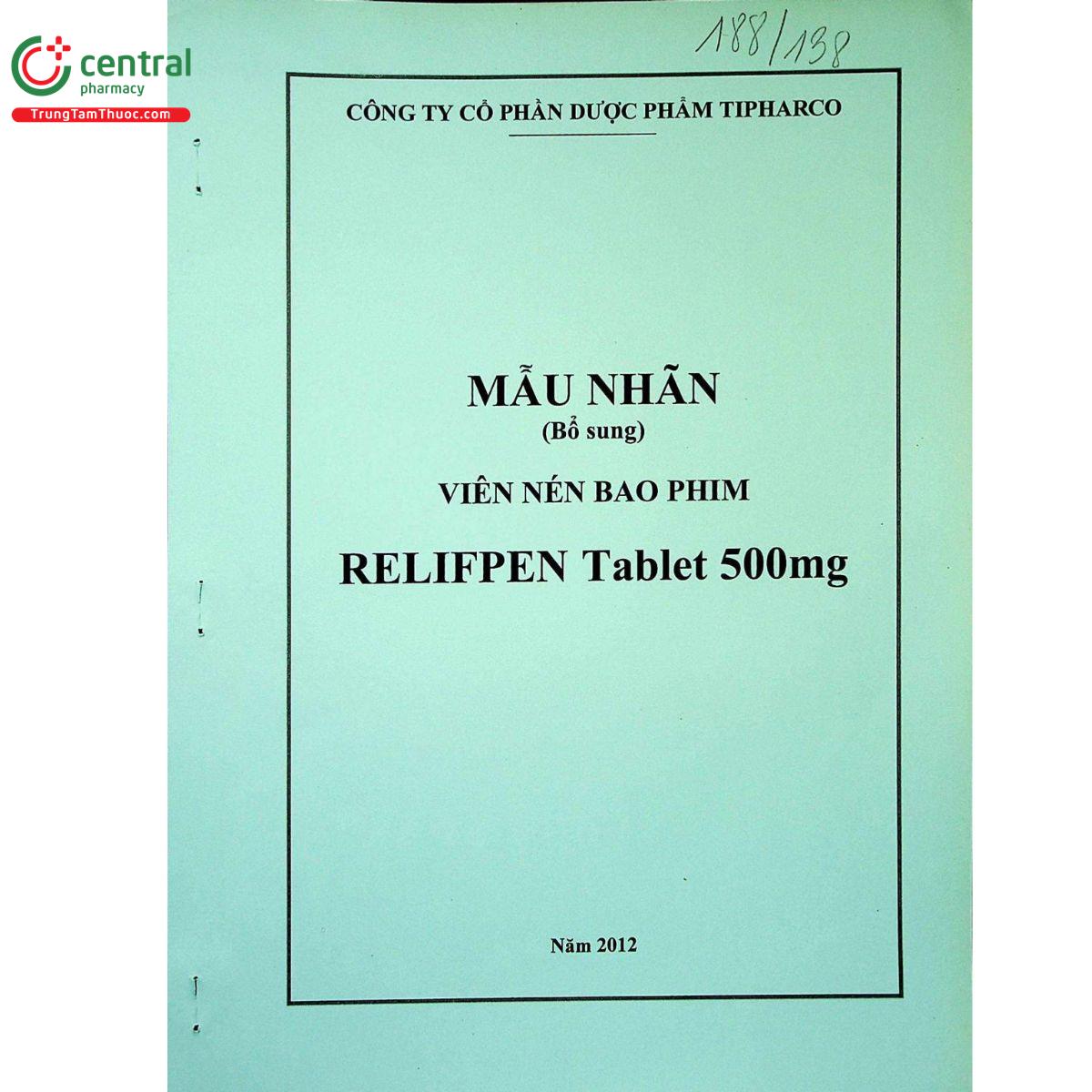 relifpen tablet 500mg 6 C0016