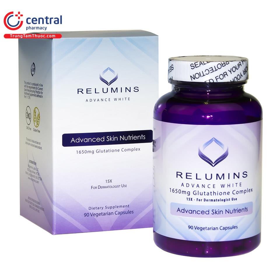 relumins advance white 1650mg glutathione complex side effects Thuốc ngừa lão hóa, làm trắng, cấp ẩm cho da Moisturizers SIZE::30 ml / 1 oz Reactions involving reduced glutathione