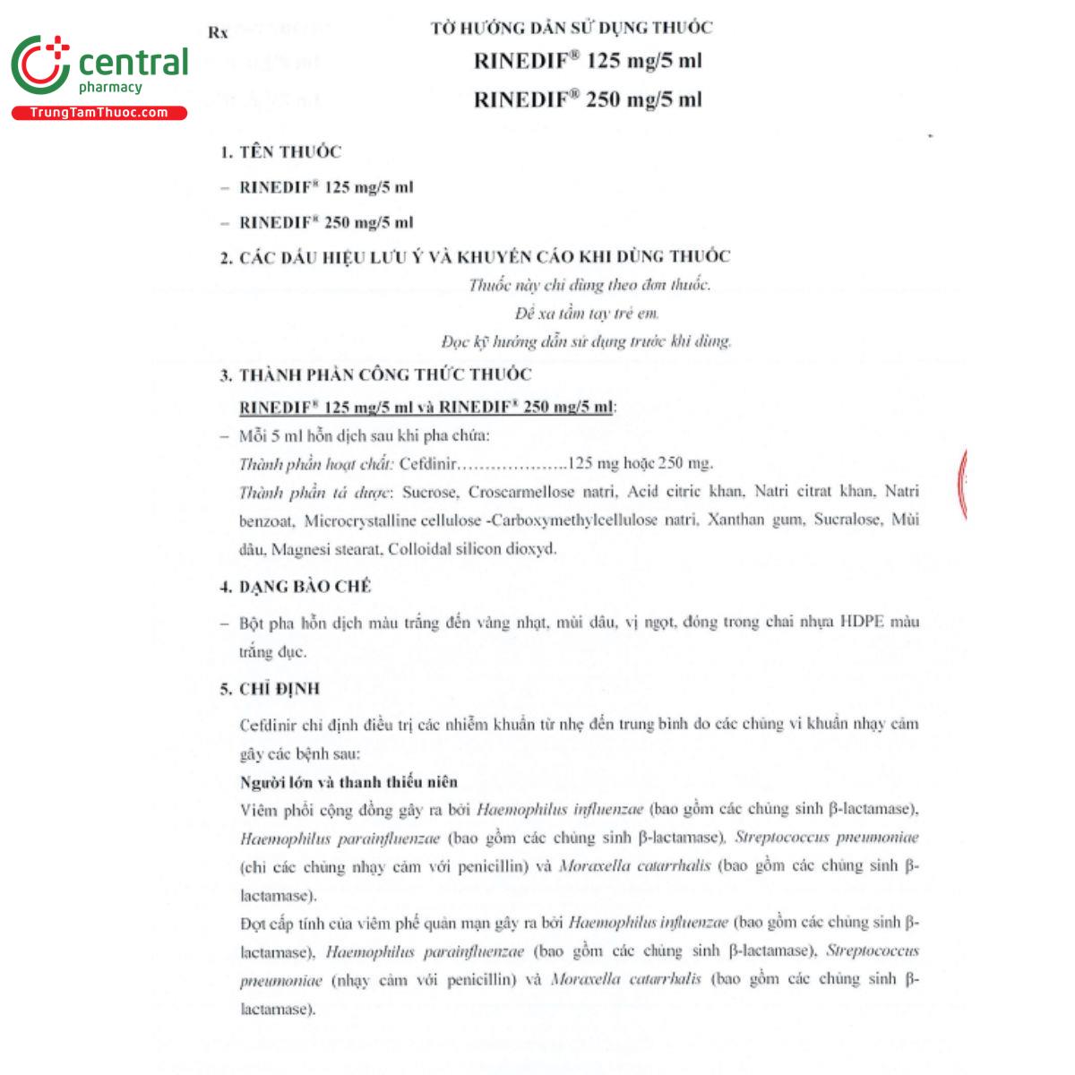 rinedif 125mg5ml 4 K4157