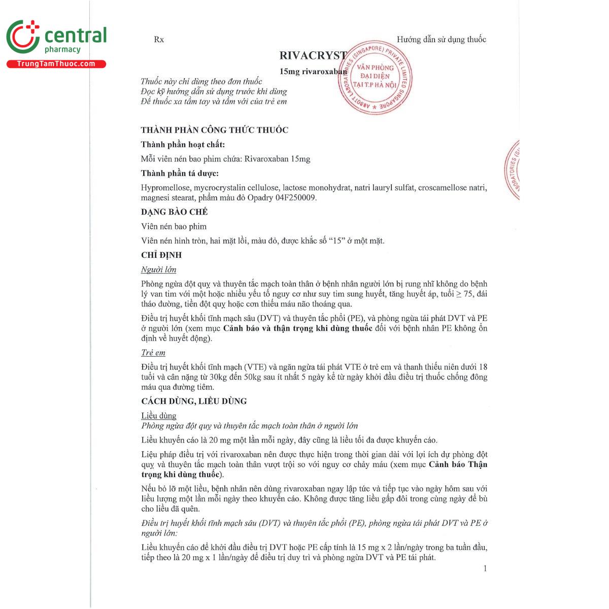 rivacryst 15mg 9 F2826