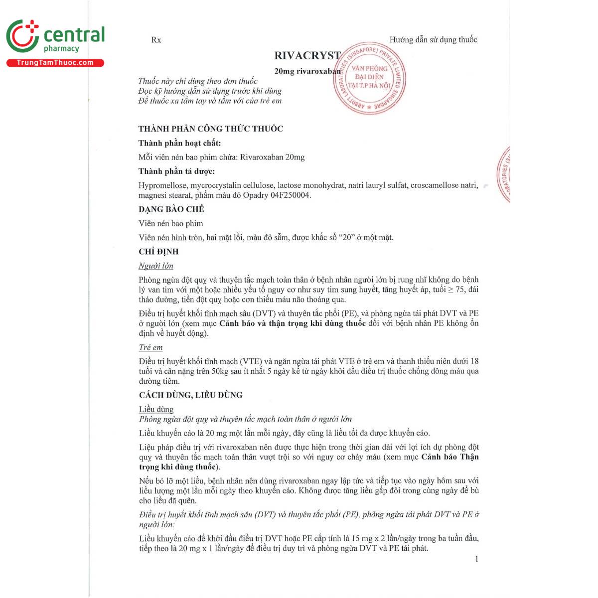 rivacyst 20mg 4 O5816