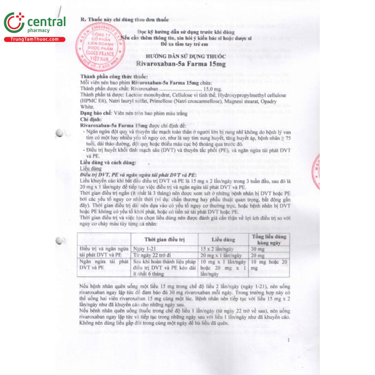rivaroxaban 5a farma 15mg 3 K4653