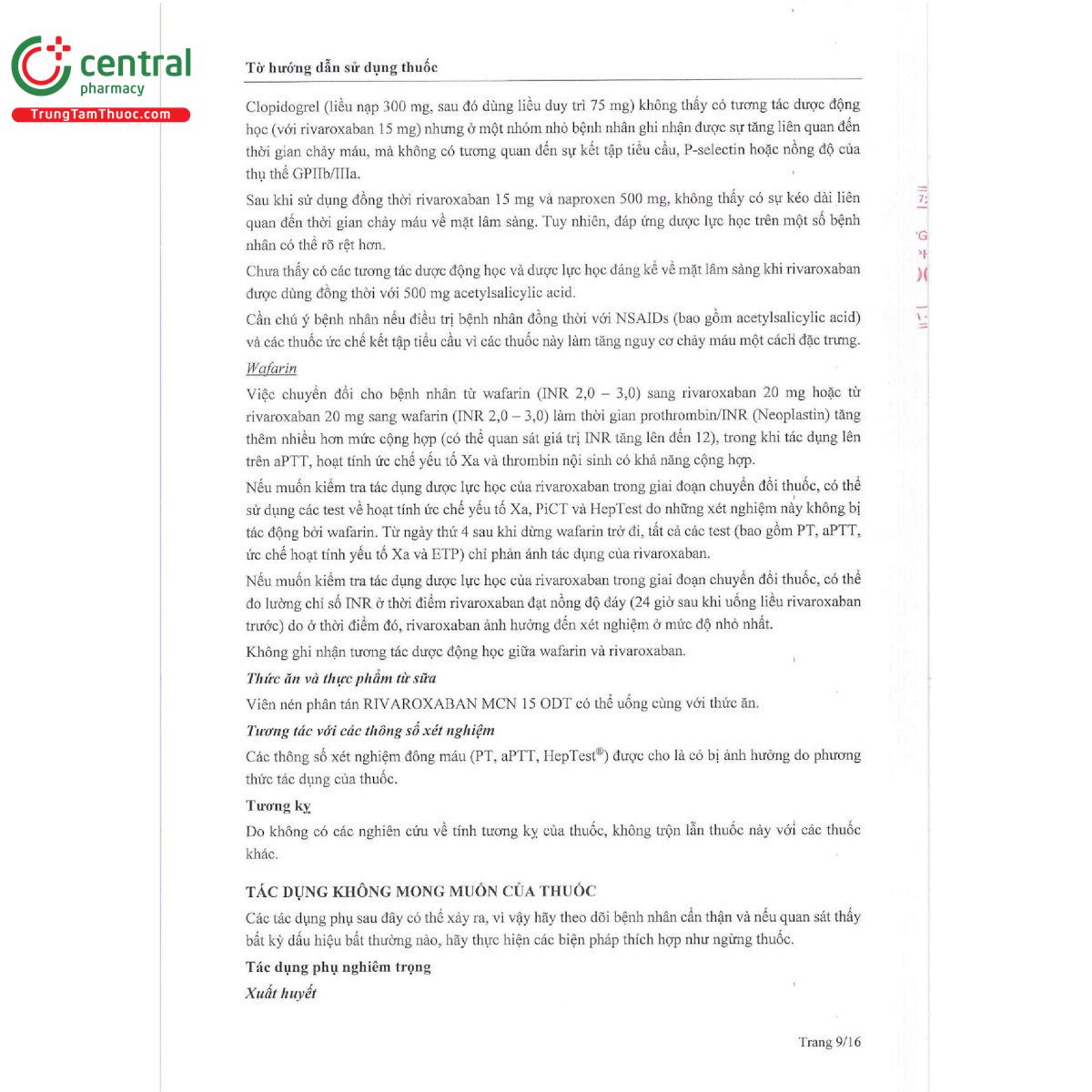 rivaroxaban mcn 15 odt 12 V8882