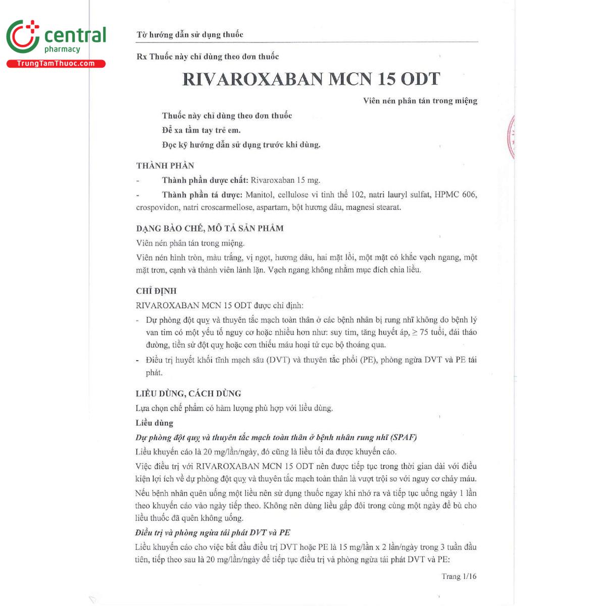 rivaroxaban mcn 15 odt 4 M4587