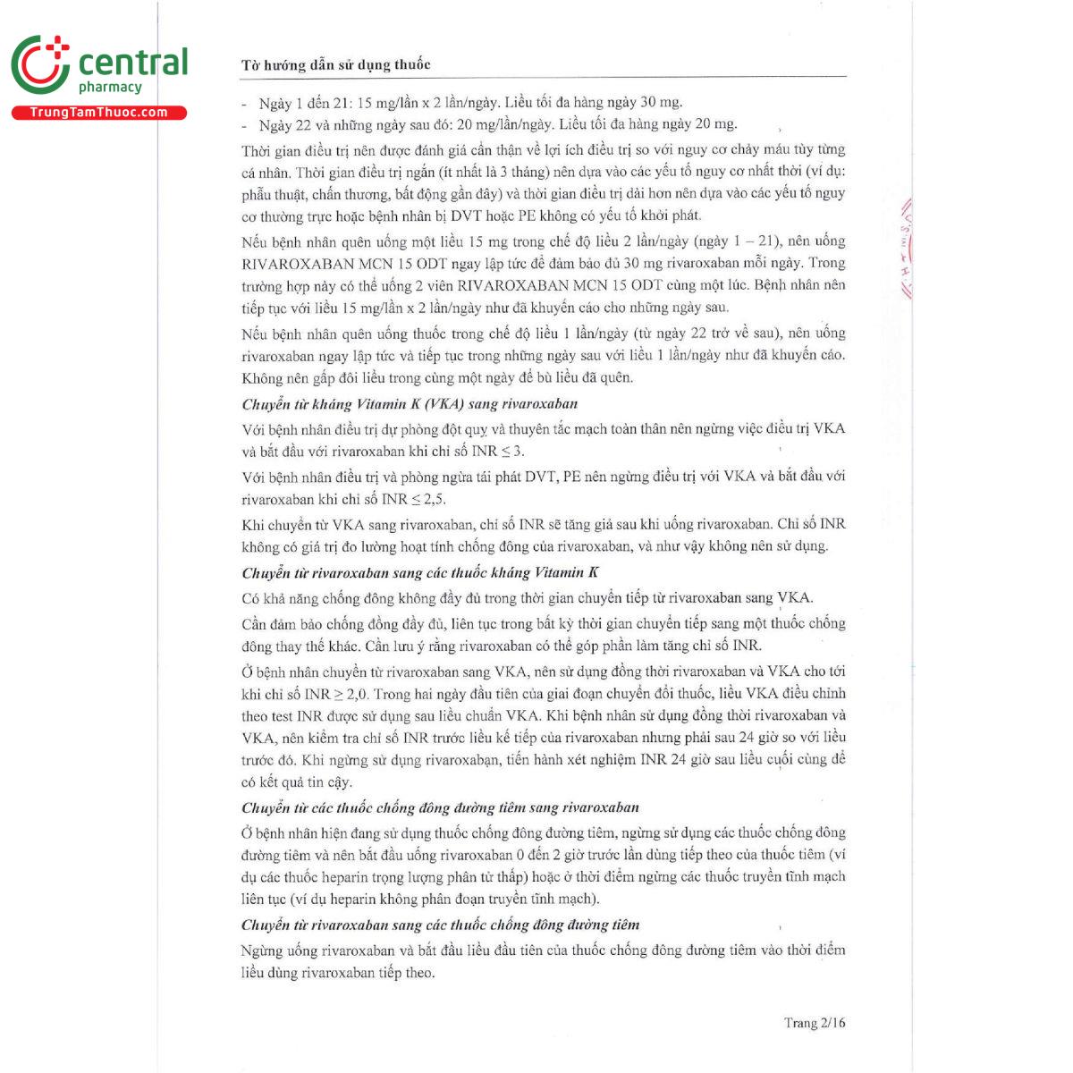 rivaroxaban mcn 15 odt 5 S7234