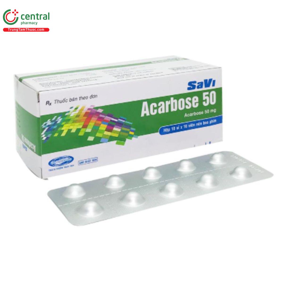 Thuốc SaVi Acarbose 50mg điều trị bệnh tiểu đường tuýp 2